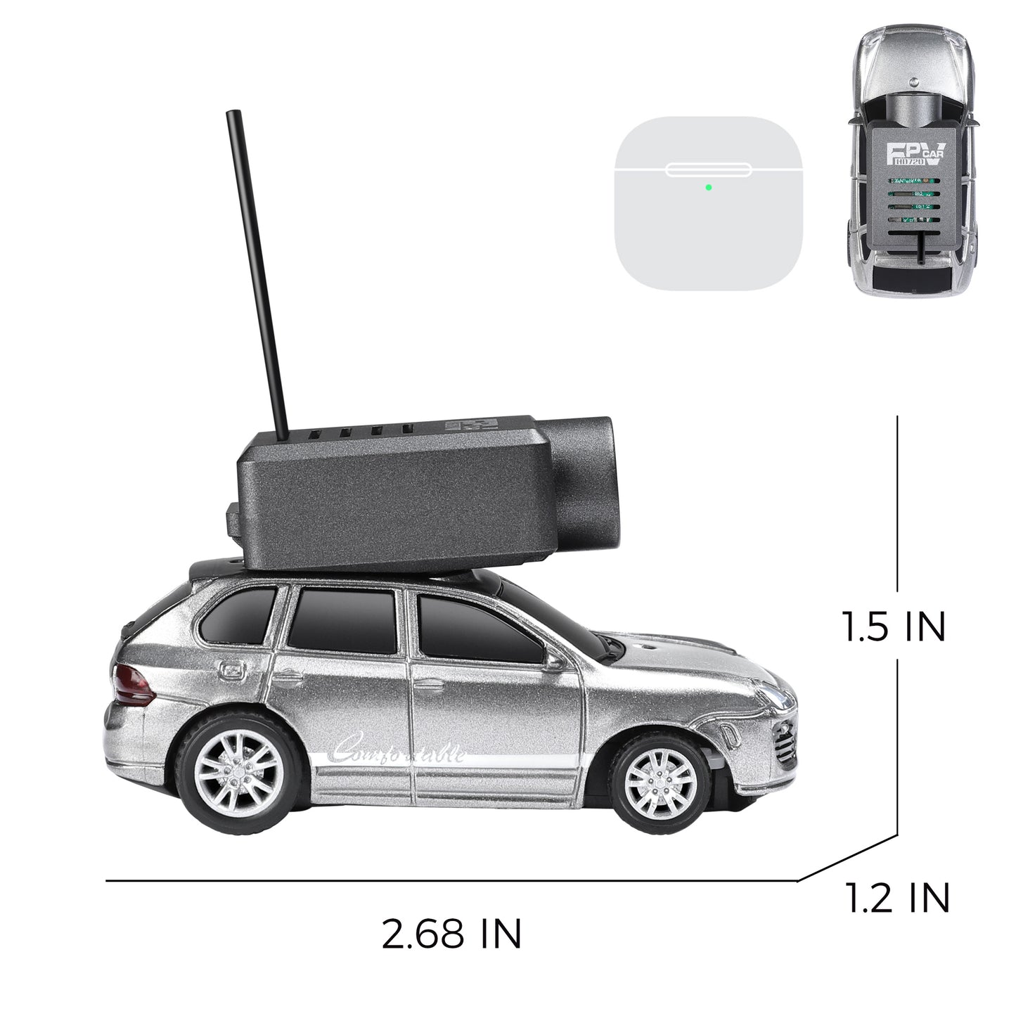 FPV RC Car, 1/64 Mini Remote Control Drift Car with HD Camera for Adult-Silver