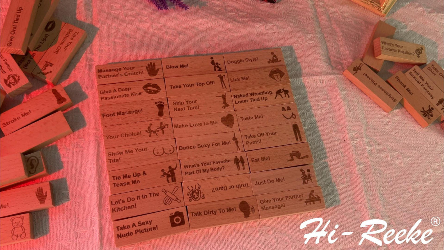 Fun Stacking Block Tower Game, Romantic Couples' Game Wooden Toy for Date Night-48pcs