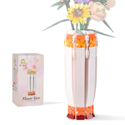 Orange Flower Vase Building Block Set