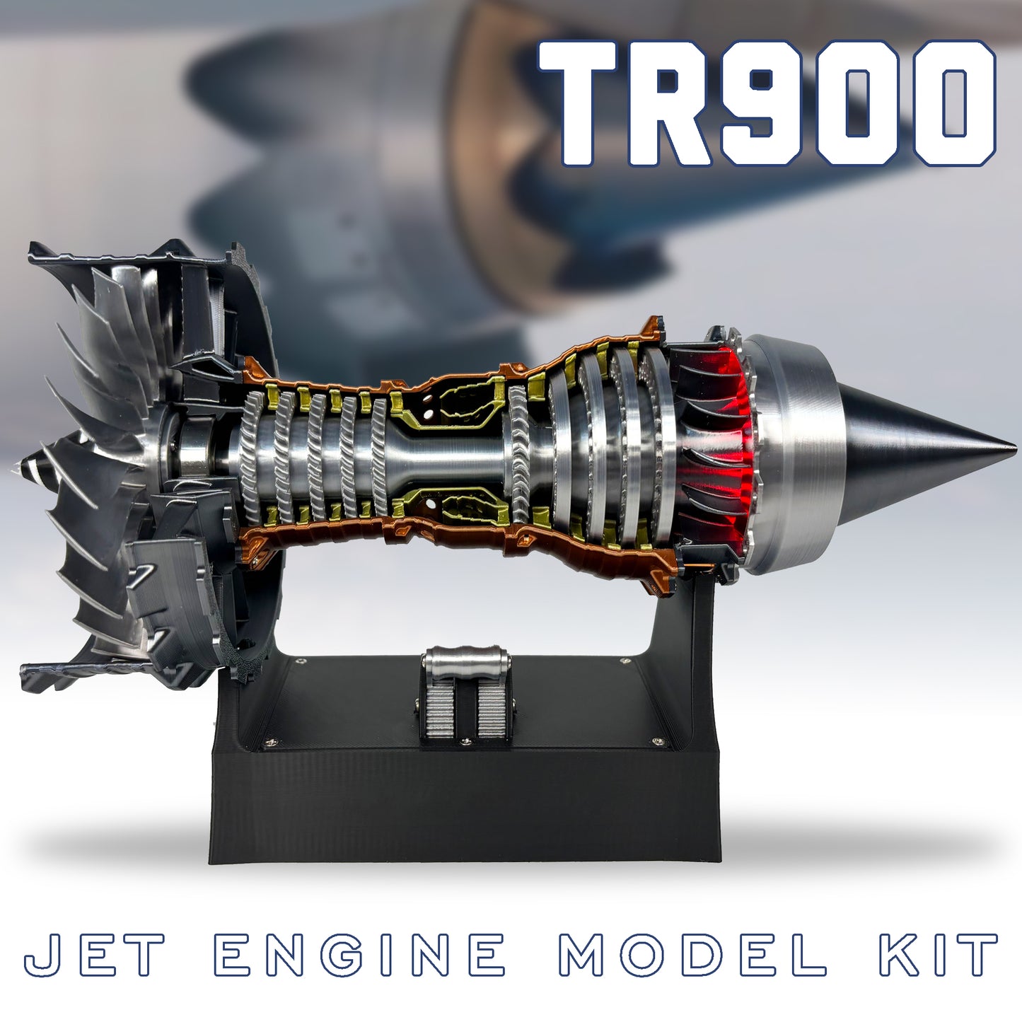 Jet Engine Model Kit, TR900 Turbofan Aircraft Engine Model 3D Printing Toy for Teen(Rotatable)