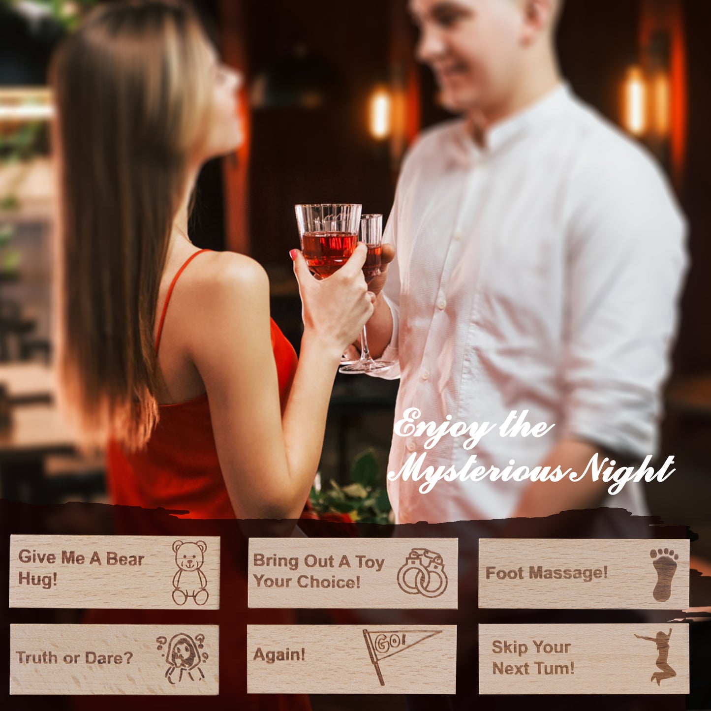 Fun Stacking Block Tower Game, Romantic Couples' Game Wooden Toy for Date Night-48pcs