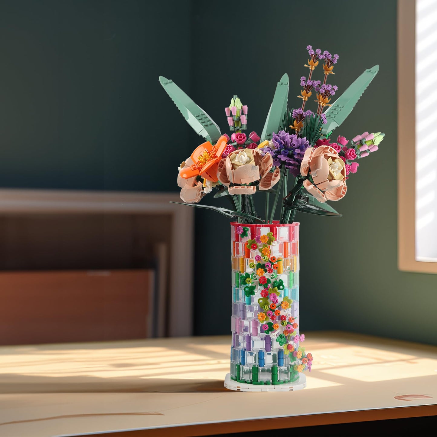 Transparent Flower Vase Building Block Set