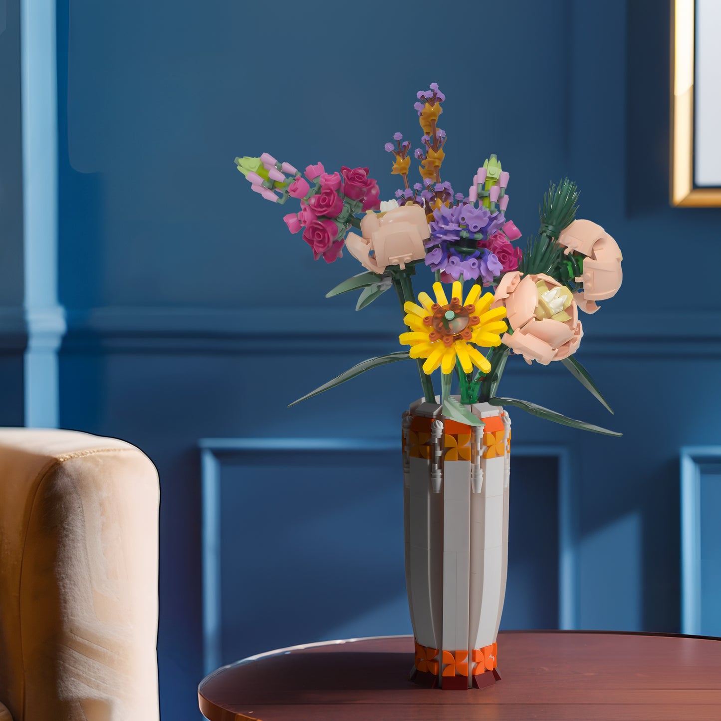 Orange Flower Vase Building Block Set