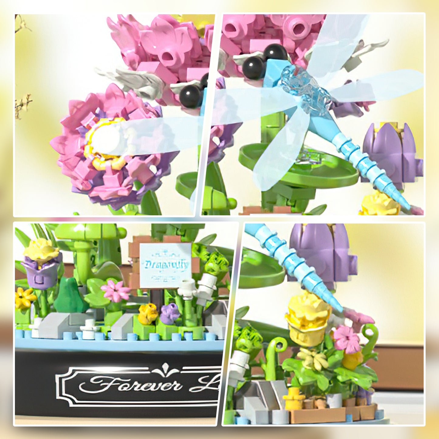 Flower Dragonfly Bouquet Building Block Set