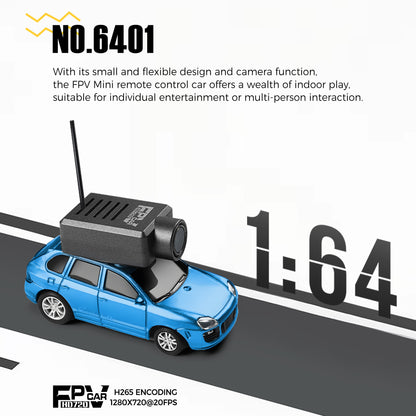 FPV RC Car, 1/64 Mini Remote Control Drift Car with HD Camera for Adult-Blue