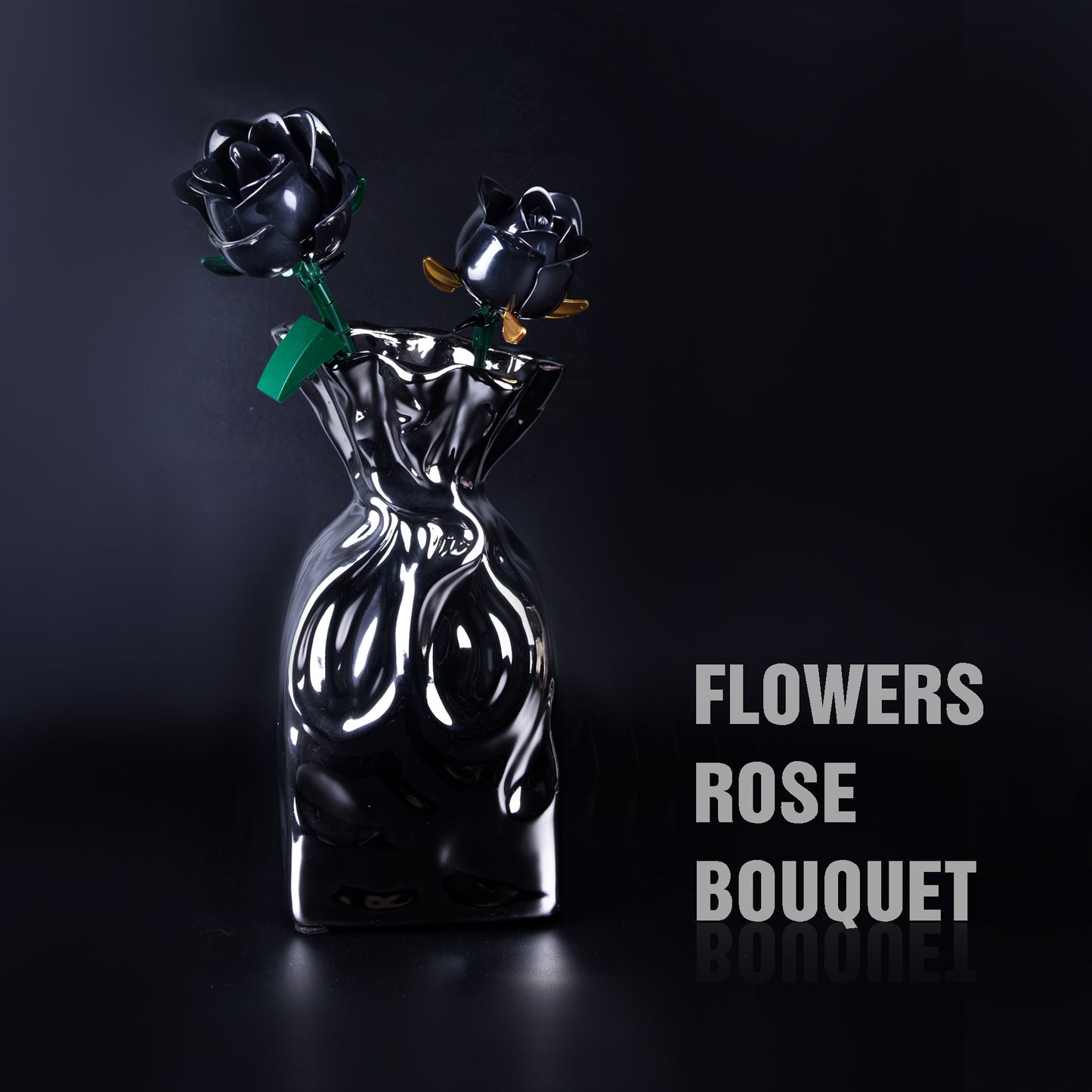 Black Rose Bouquet Building Block Set Toy-660PCS