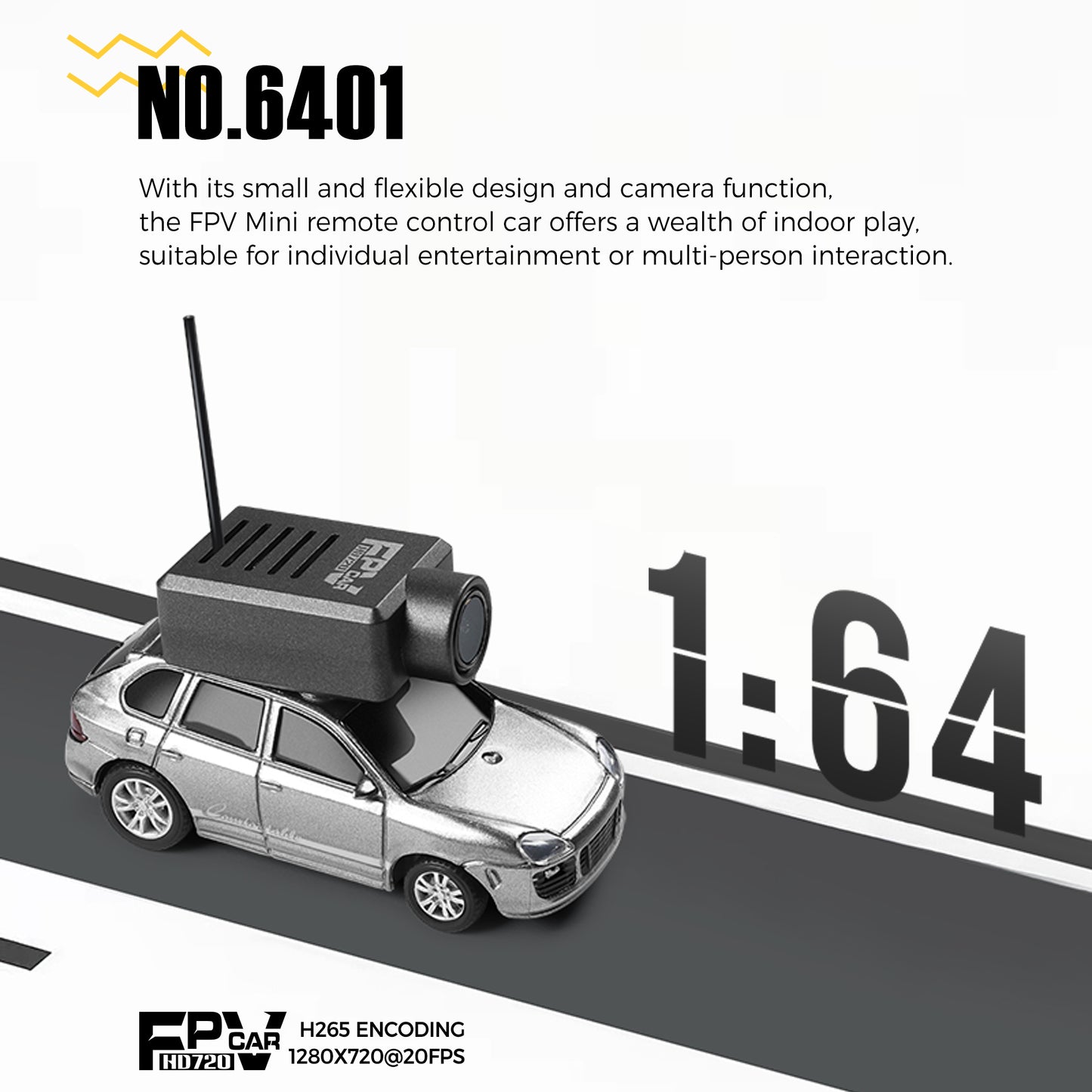 FPV RC Car, 1/64 Mini Remote Control Drift Car with HD Camera for Adult-Silver