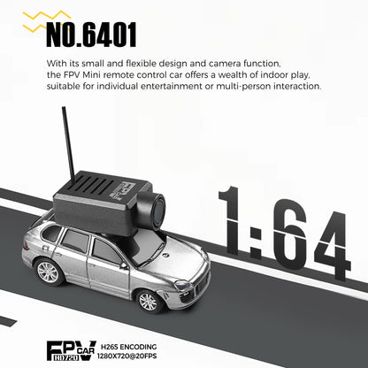 FPV RC Car, 1/64 Mini Remote Control Drift Car with HD Camera for Adult-Silver