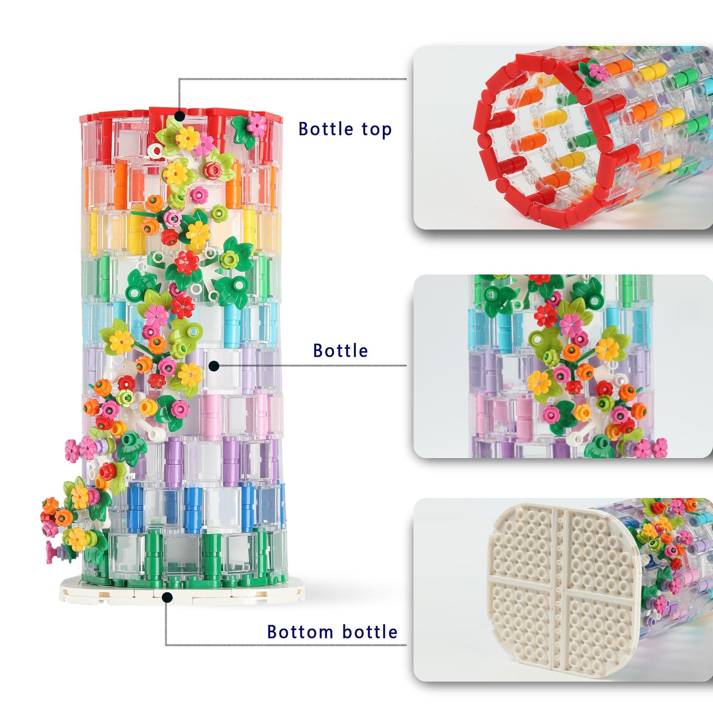 Transparent Flower Vase Building Block Set