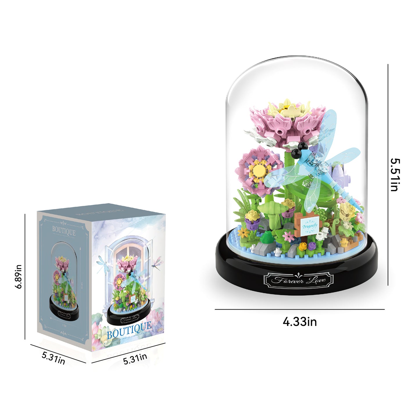 Flower Dragonfly Bouquet Building Block Set