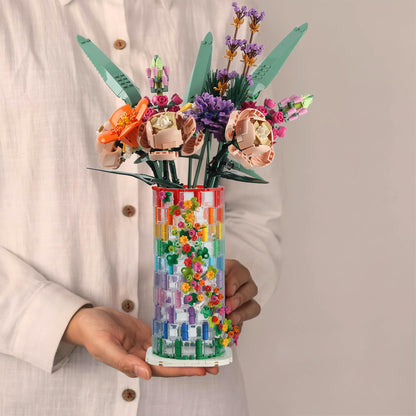 Transparent Flower Vase Building Block Set