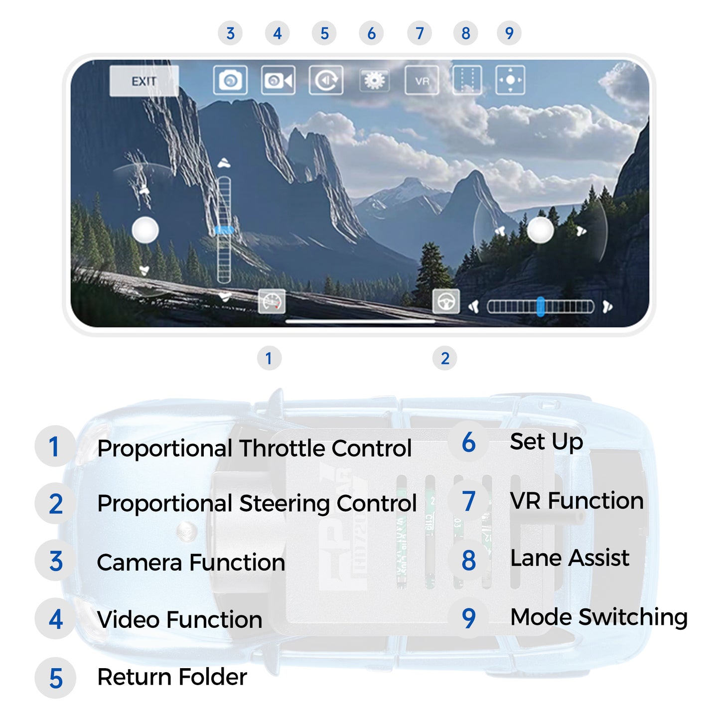 FPV RC Car, 1/64 Mini Remote Control Drift Car with HD Camera for Adult-Blue