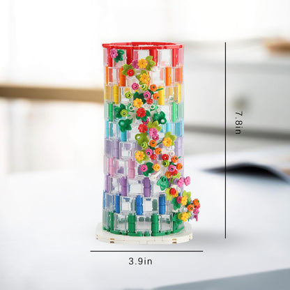 Transparent Flower Vase Building Block Set