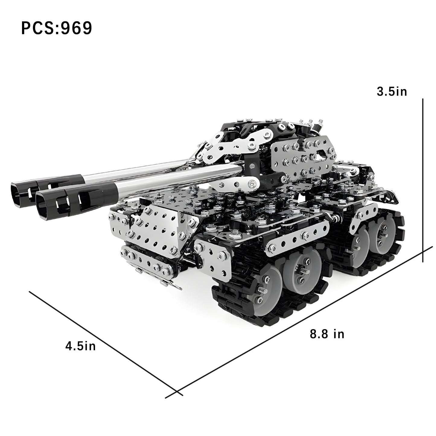 3D Metal Puzzle Tank Model Building Set (Double-Barreled)
