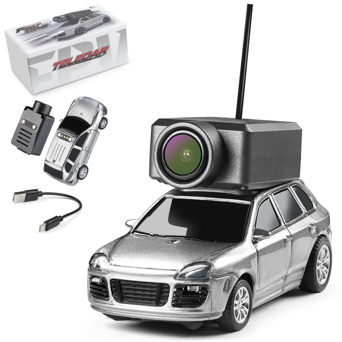FPV RC Car, 1/64 Mini Remote Control Drift Car with HD Camera for Adult-Silver