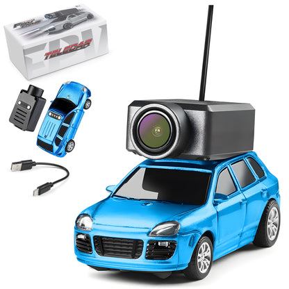 FPV RC Car, 1/64 Mini Remote Control Drift Car with HD Camera for Adult-Blue